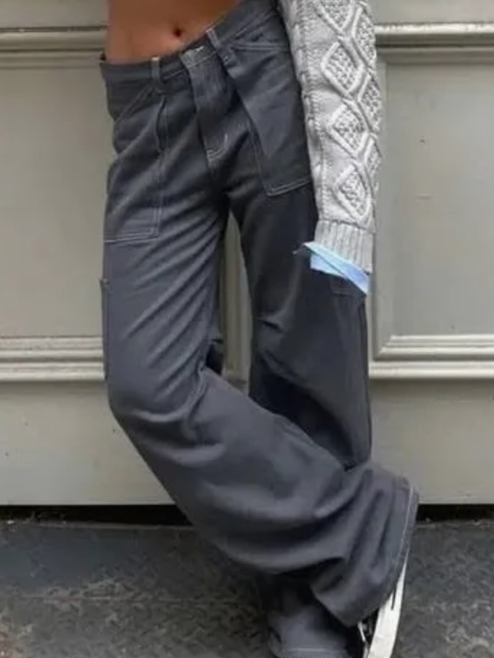 Lioness Miami Vice Cargo Wide leg pant in Gray Charcoal size XL Grunge Skater